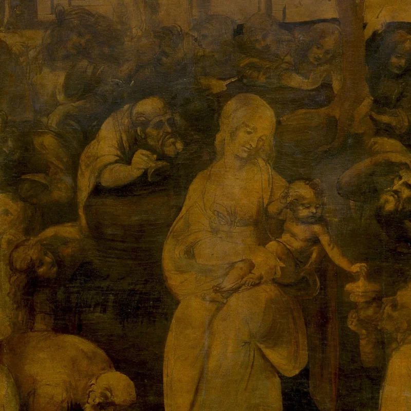 Leonardo da Vinci left his Adoration of the Magi at the value block-in, the figures massed in brown monochrome before any colour.