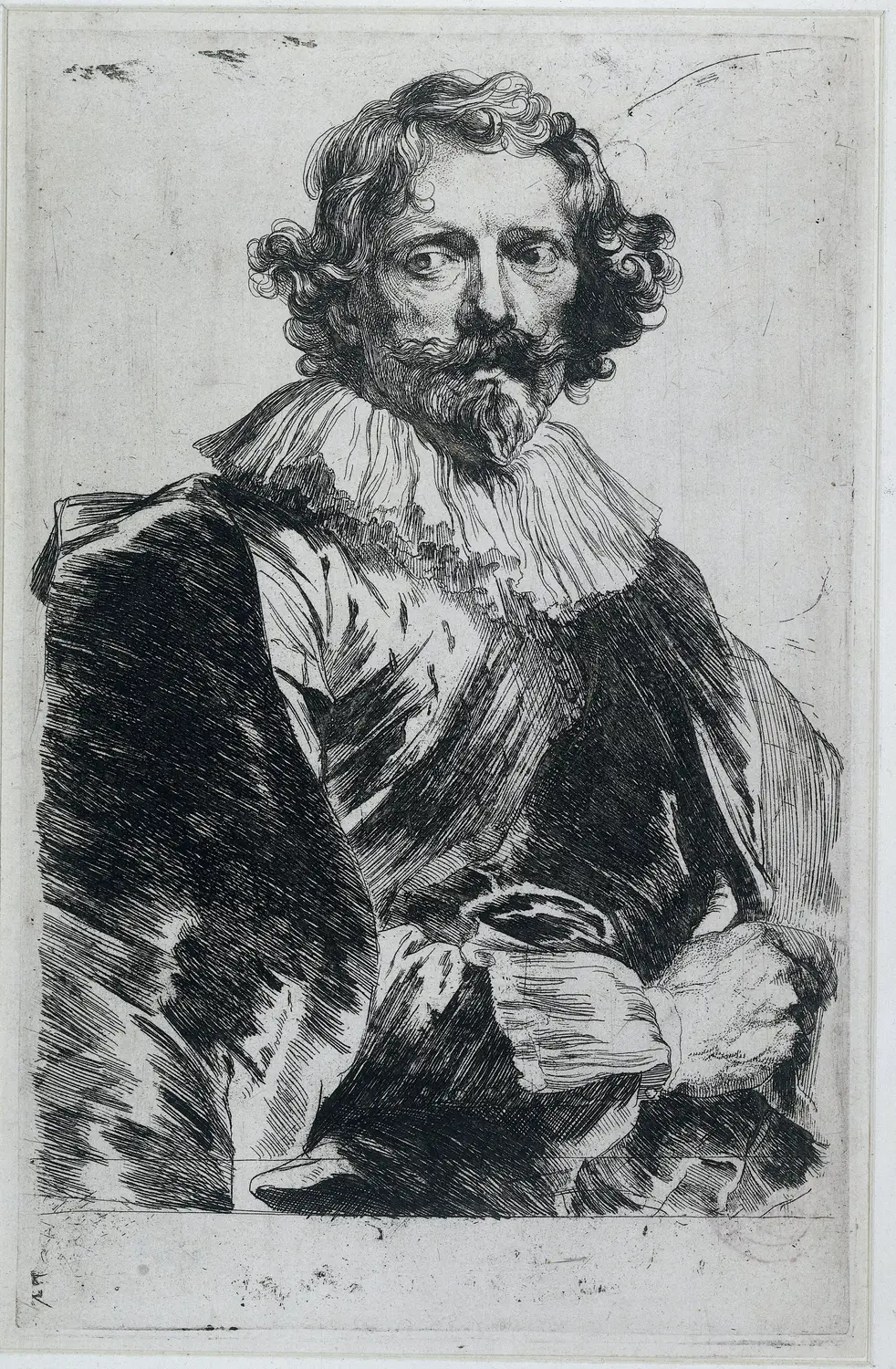 Portrait of Lucas Vorsterman, first state of seven. Everything on this sheet is his own etched line bitten into the copper. The head is carried to finish, the coat is shorthand, and behind it there is nothing at all.