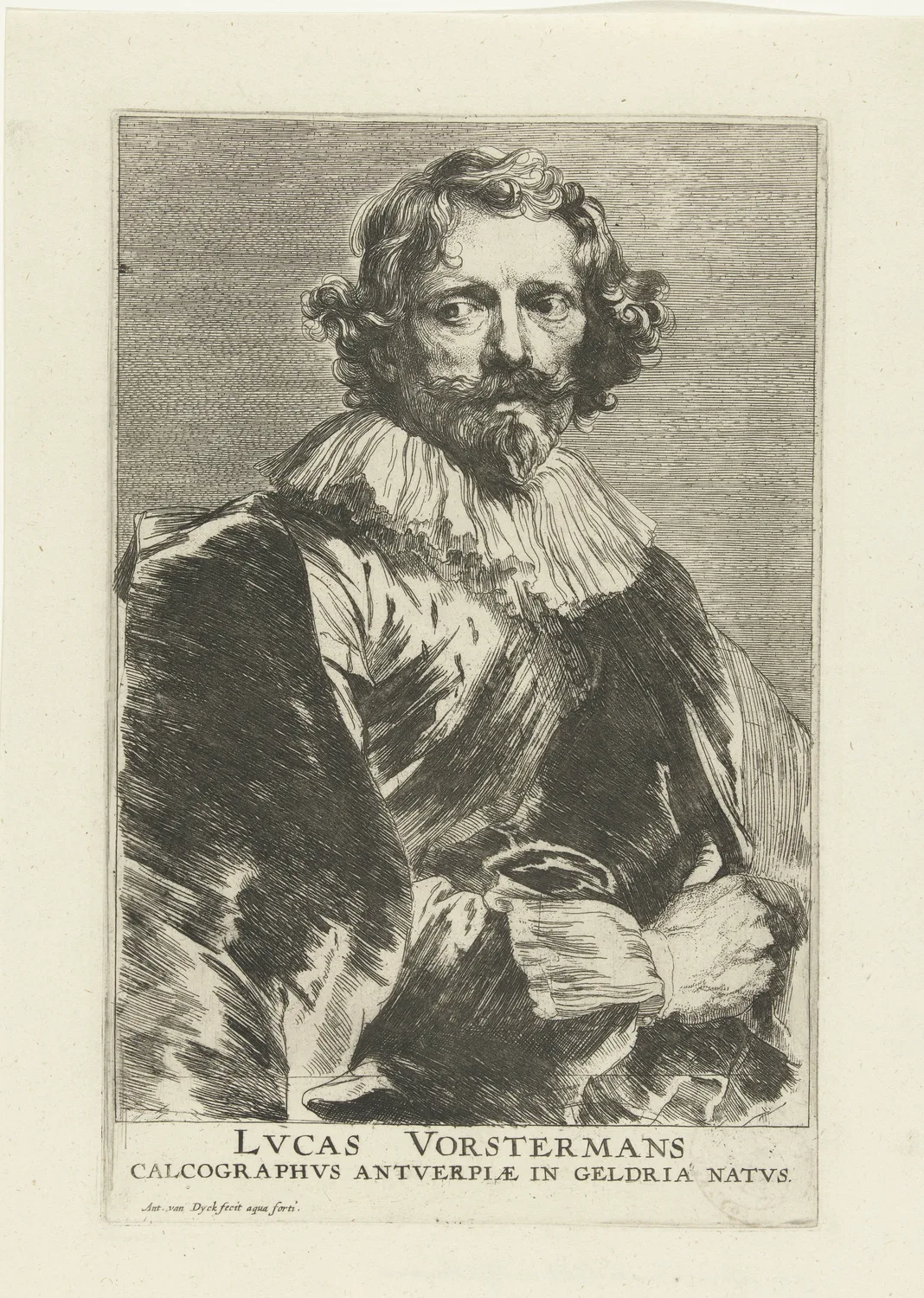 The same copper plate in the sixth state. An anonymous engraver has ruled a sky in behind the head, closed the border and cut the lettering, and the Rijksmuseum records the print from here on as etching and engraving by two hands. The face has not been touched.